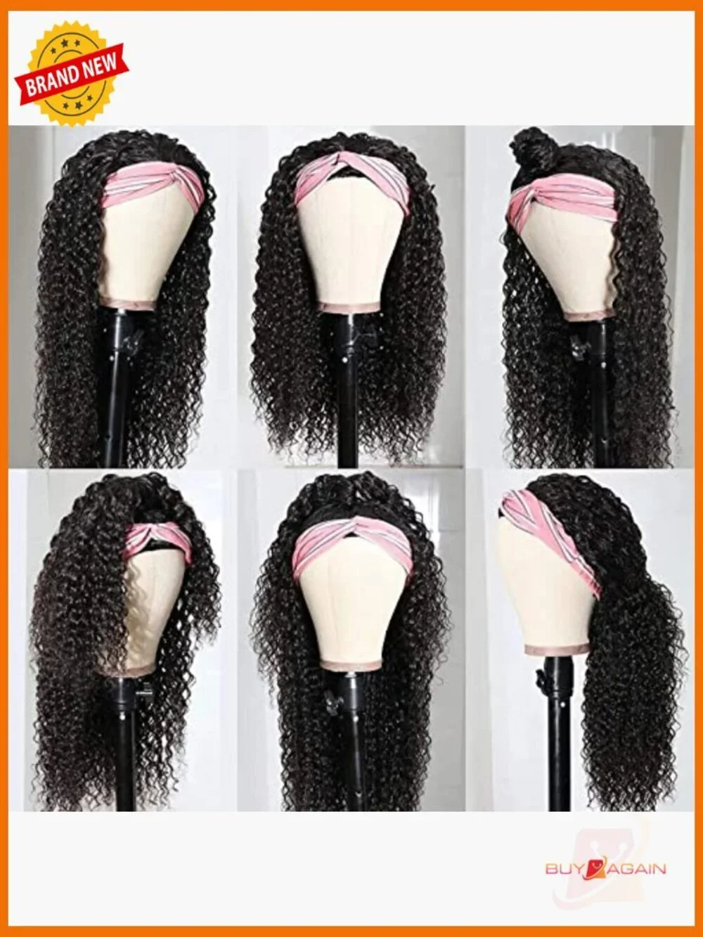 Deep Wave Headband Wig 14 Inch Human Hair Machine Made No Glue No Sew